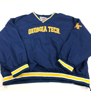 Genuine Stuff Collegiate MINT XXL Georgia Tech V-Neck Jacket Nylon Lined Blue